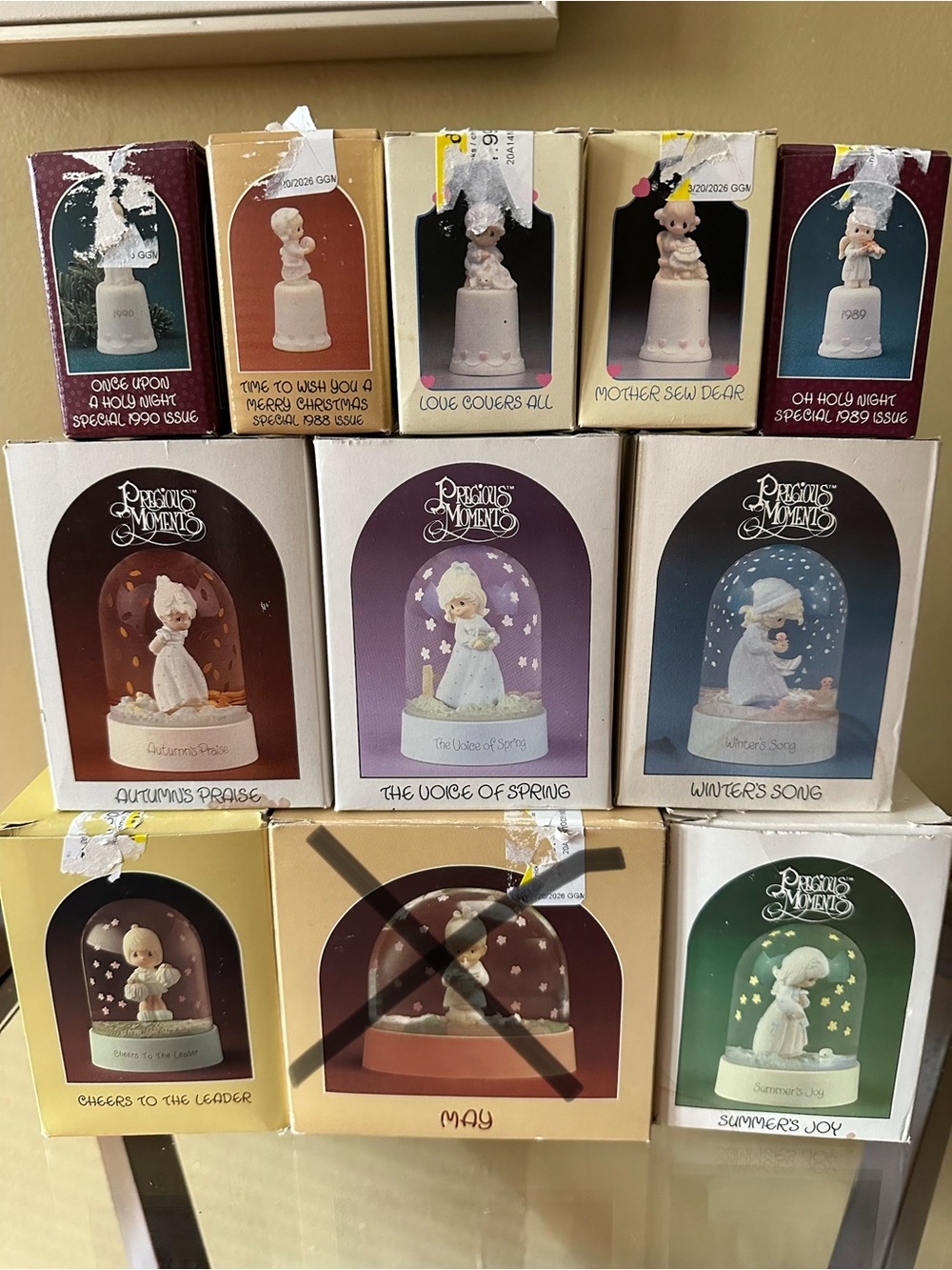 Precious Moments Pastel Figurine Set of 10 White & Cream Porcelain Characters